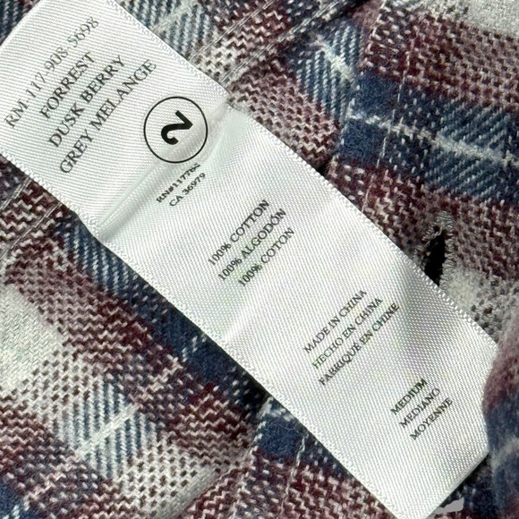 NWT Rails Forrest Flannel Shirt Mens Medium Dusk Berry Grey Plaid Cotton - $158 - Picture 9 of 12